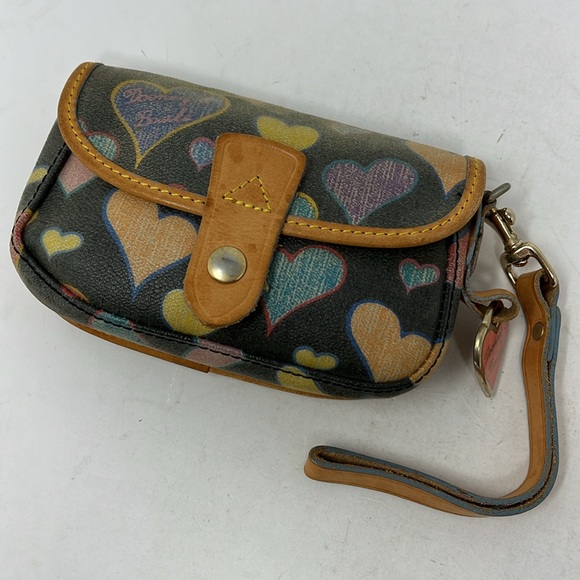 Dooney & Bourke Handbags - DOONEY & BOURKE COLORFUL HEARTS WRISTLET WITH HEART CHARM Made in USA